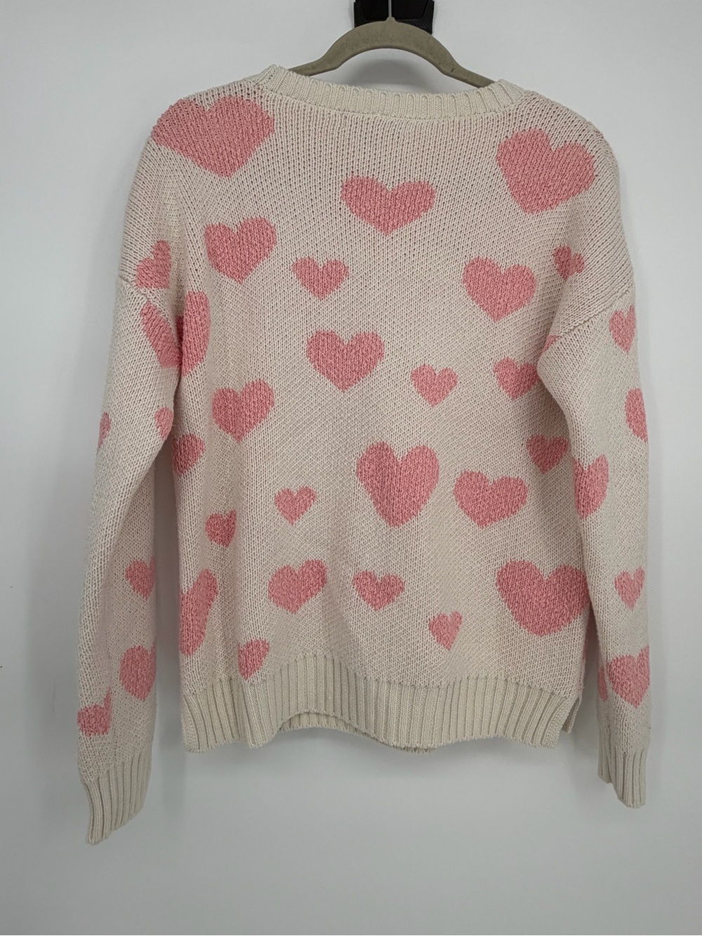 Marled Cream & Pink Heart Crewneck Sweater - Picture 6 of 6